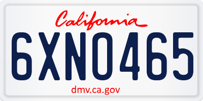 CA license plate 6XNO465