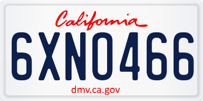 CA license plate 6XNO466