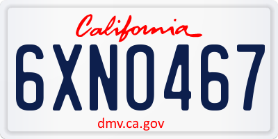 CA license plate 6XNO467
