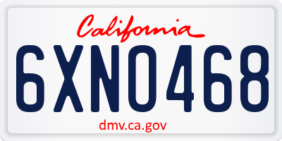 CA license plate 6XNO468