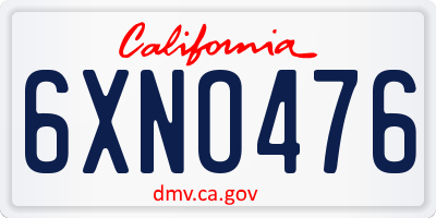 CA license plate 6XNO476