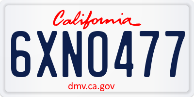 CA license plate 6XNO477