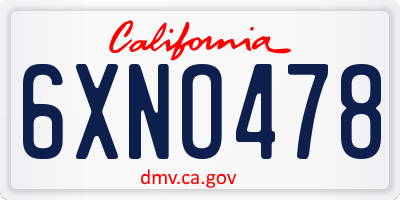CA license plate 6XNO478