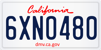 CA license plate 6XNO480