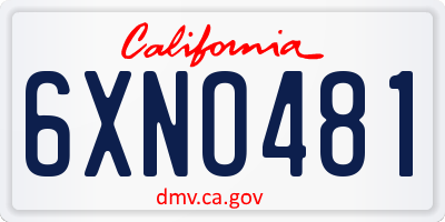 CA license plate 6XNO481