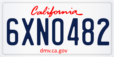CA license plate 6XNO482