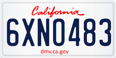 CA license plate 6XNO483
