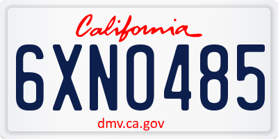 CA license plate 6XNO485