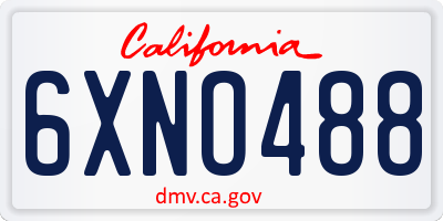 CA license plate 6XNO488
