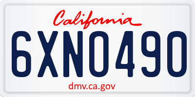 CA license plate 6XNO490
