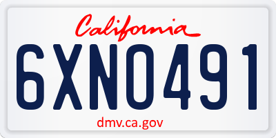 CA license plate 6XNO491