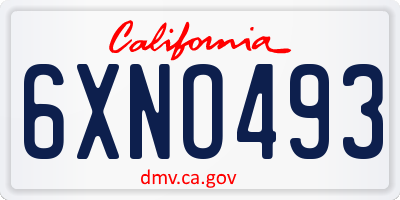 CA license plate 6XNO493