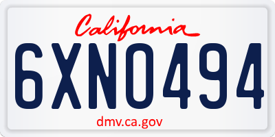 CA license plate 6XNO494