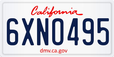 CA license plate 6XNO495
