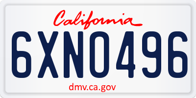 CA license plate 6XNO496