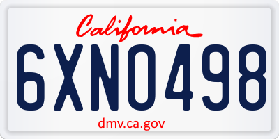 CA license plate 6XNO498