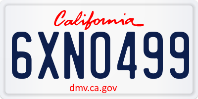 CA license plate 6XNO499