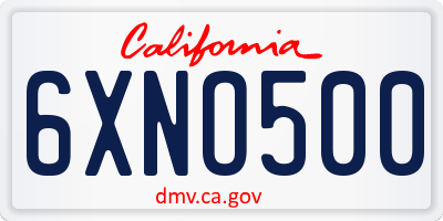 CA license plate 6XNO500