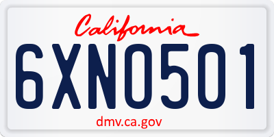 CA license plate 6XNO501
