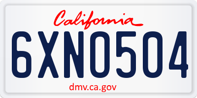 CA license plate 6XNO504