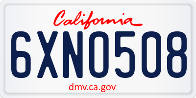 CA license plate 6XNO508