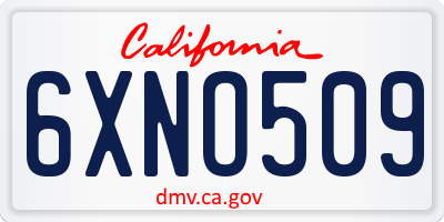 CA license plate 6XNO509