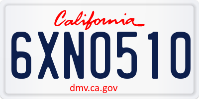 CA license plate 6XNO510