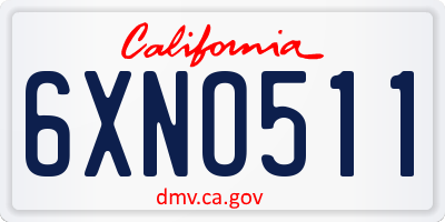 CA license plate 6XNO511