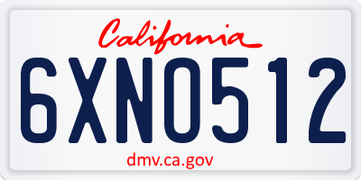 CA license plate 6XNO512