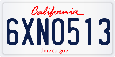 CA license plate 6XNO513