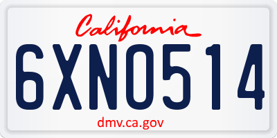 CA license plate 6XNO514