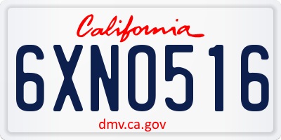 CA license plate 6XNO516
