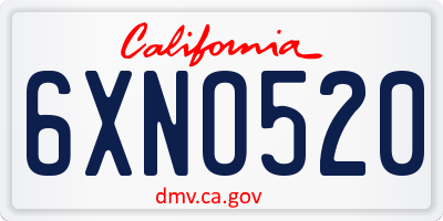 CA license plate 6XNO520