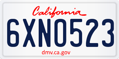 CA license plate 6XNO523