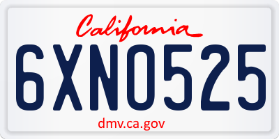 CA license plate 6XNO525