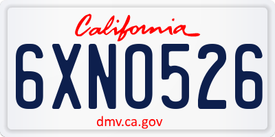 CA license plate 6XNO526