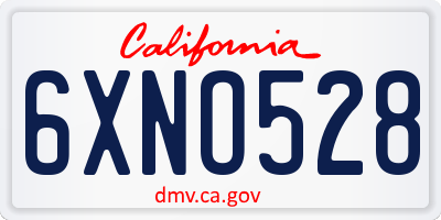 CA license plate 6XNO528