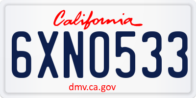 CA license plate 6XNO533