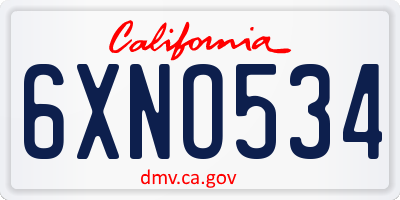 CA license plate 6XNO534
