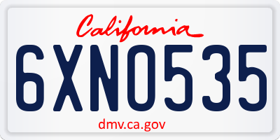CA license plate 6XNO535