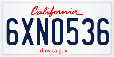 CA license plate 6XNO536