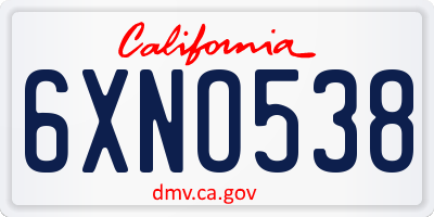 CA license plate 6XNO538