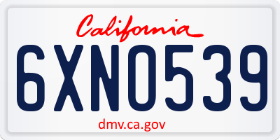 CA license plate 6XNO539