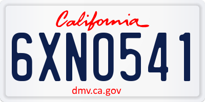 CA license plate 6XNO541