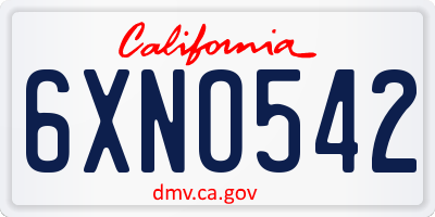 CA license plate 6XNO542