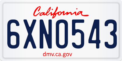 CA license plate 6XNO543
