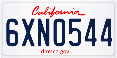 CA license plate 6XNO544