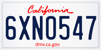 CA license plate 6XNO547