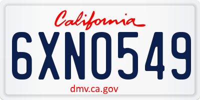 CA license plate 6XNO549