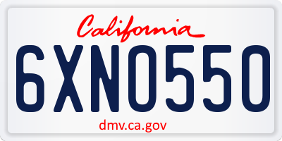CA license plate 6XNO550